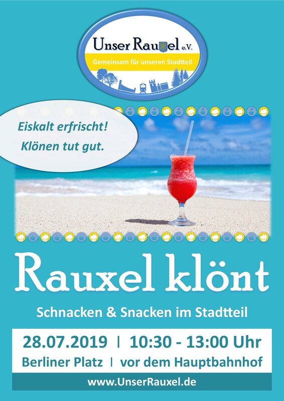 Plakatmotiv von "Rauxel klönt" am 28.07.2019 auf dem Hbf in Castrop-Rauxel