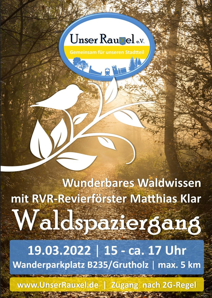 Plakat zum Waldspaziergang mit RVR-Revierförster, Unser Rauxel e.V.